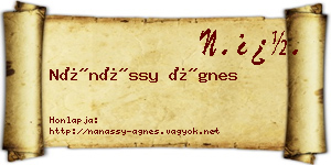 Nánássy Ágnes névjegykártya